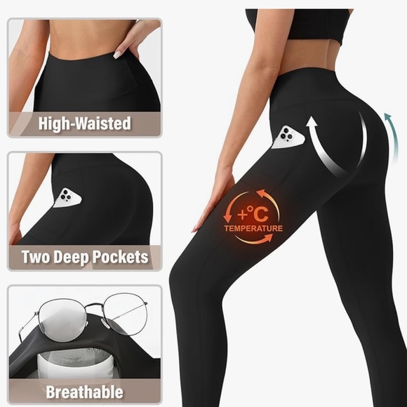 Pink Pockets-Fleece Lined Leggings Size L-XL - Picture 2 of 2